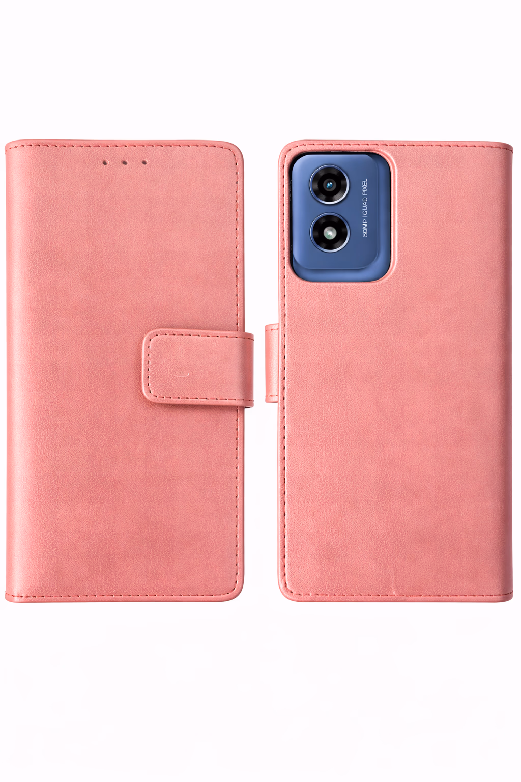 Motorola G-Play 2024 - Classic Leather Wallet - Rose Gold